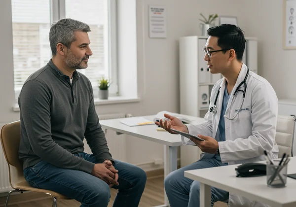 Pesakit secara terbuka menyampaikan simptom kepada doktor.