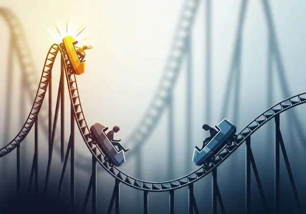 Mood rollercoaster representing bipolar highs and lows