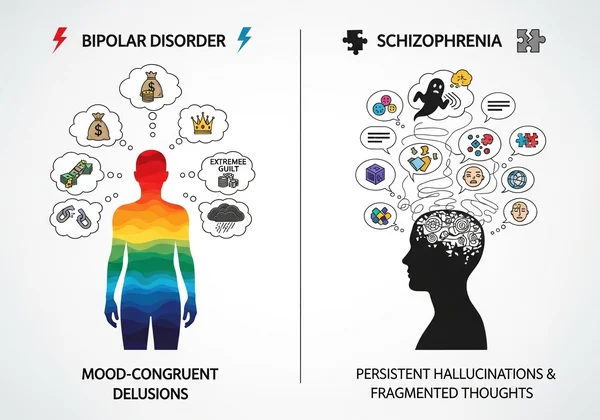 Psychosis in bipolar vs schizophrenia