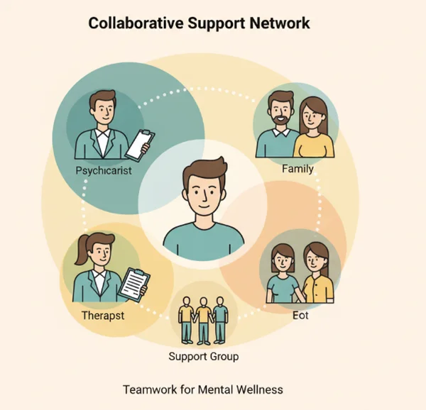Diverse team supporting bipolar treatment