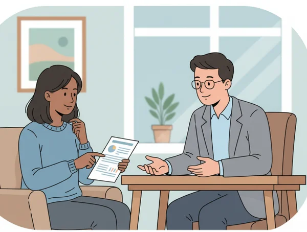 Patient consulting mental health professional